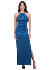 Eliza J Women's Gathered Side-Slit Evening Gown - Peacock