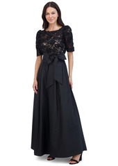 Eliza J Women's Lace-Bodice Bow-Trim Ball Gown - Black