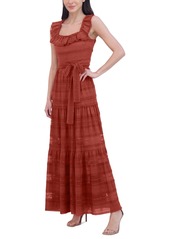 Eliza J Women's Lace Ruffled Square-Neck Maxi Dress - Rust