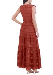 Eliza J Women's Lace Ruffled Square-Neck Maxi Dress - Rust