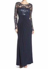 Eliza J Women's Long Sleeve Gown with Front Gathering
