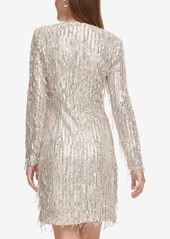 Eliza J Women's Long-Sleeve Sequin Cocktail Dress - Silver