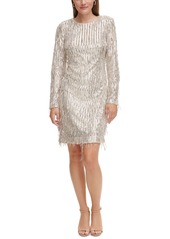 Eliza J Women's Long-Sleeve Sequin Cocktail Dress - Silver