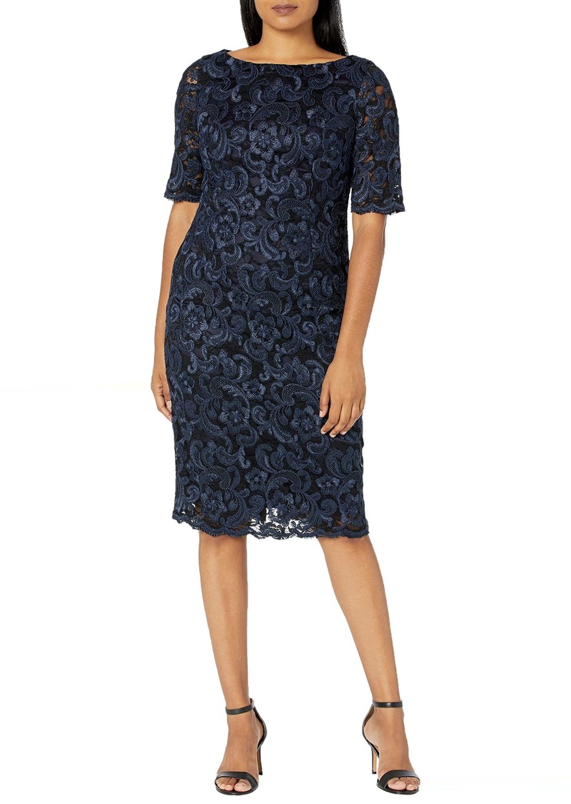 Eliza J Women's Midi Sheath Dress lace Navy