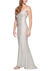 Eliza J Women's One Shoulder Side Tucked Gown - Champagne