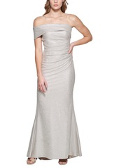 Eliza J Women's One Shoulder Side Tucked Gown - Champagne