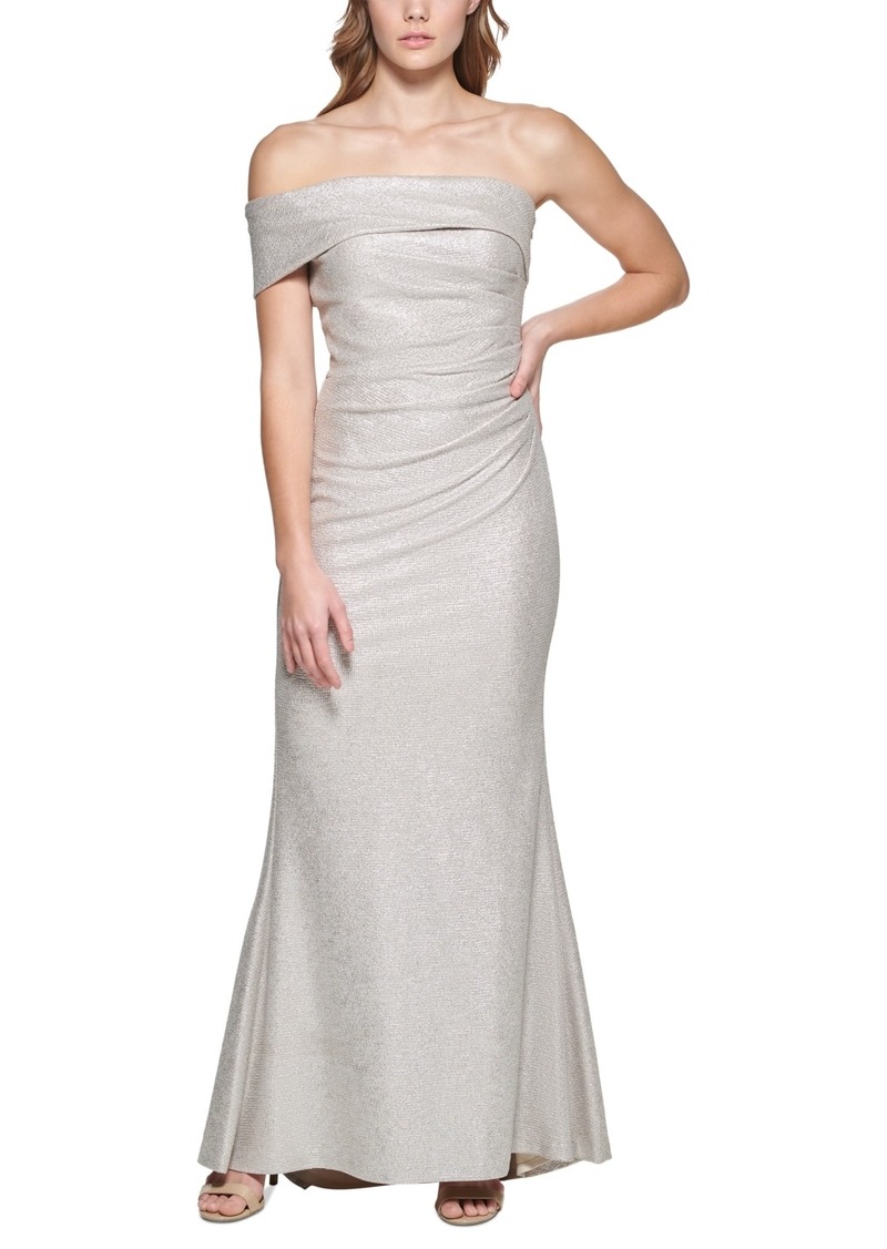 Eliza J Women's One Shoulder Side Tucked Gown - Champagne