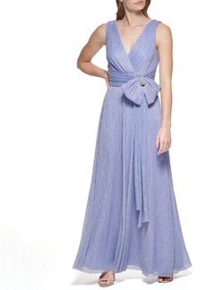 Eliza J Women's Petite Gown Style Bow Detail Sleeveless Vneck Dress