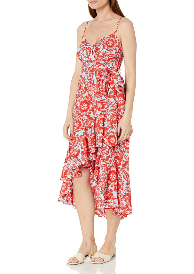 Eliza J Women's Petite Style Crepe De Chine Spaghetti Strap Printed Floral Dress