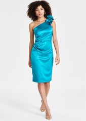 Eliza J Women's Satin Rosette One-Shoulder Dress - Jade