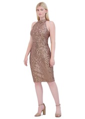 Eliza J Women's Sequined Open-Back Sheath Dress - Latte