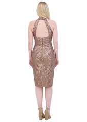 Eliza J Women's Sequined Open-Back Sheath Dress - Latte