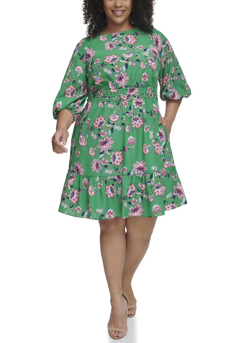 Eliza J Women's Size Printed Floral Balloon Sleeve Mini Dress