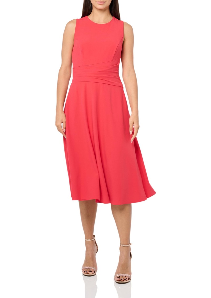 Eliza J Women's Sleeveless Boat Neck Crepe Fit & Flare Dress