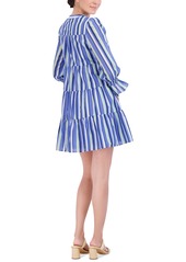 Eliza J Women's Striped Smocked-Sleeve Tiered Dress - Blue