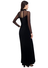 Eliza J Women's Velvet Mock-Neck Gown - Black