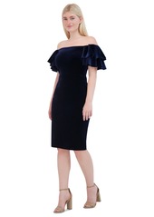 Eliza J Women's Velvet Off-The-Shoulder Dress - Navy