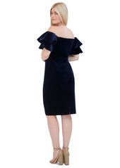 Eliza J Women's Velvet Off-The-Shoulder Dress - Navy