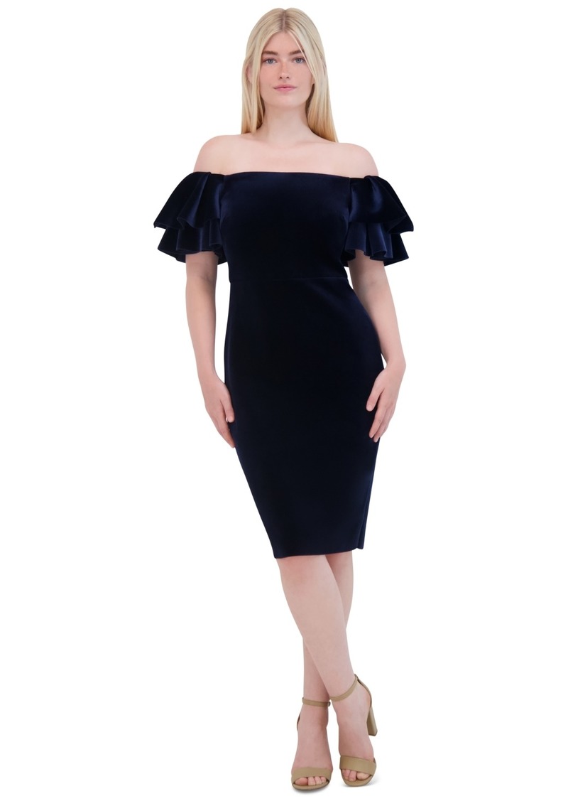 Eliza J Women's Velvet Off-The-Shoulder Dress - Navy