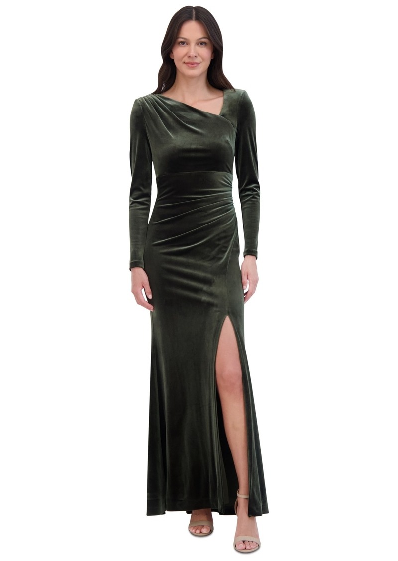 Eliza J Women's Velvet Ruched Gown - Olive