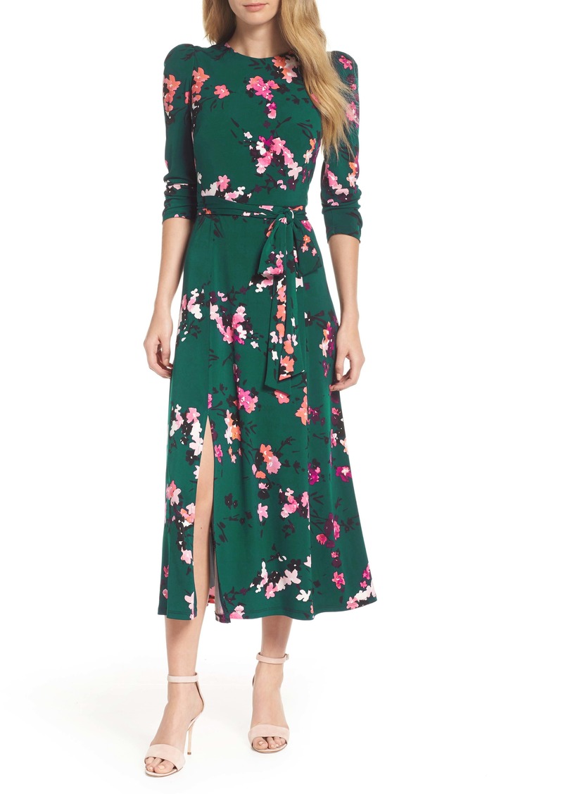 Ptyhk RG Womens Casual Thicken Long Sleeve Comfy Floral Print Midi Dress 