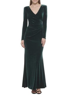 Eliza J Ruched Velvet Maxi Dress