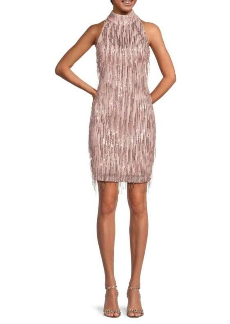 Eliza J Sequin Fringe Bodycon Mini Dress