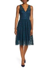 Eliza J Lace Fit & Flare Dress in Green at Nordstrom