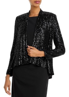 Eliza J Womens Sequined Open Front Collarless Blazer