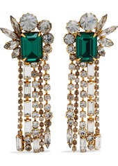 Elizabeth Cole - 24-karat gold-plated crystal earrings - Green - OneSize