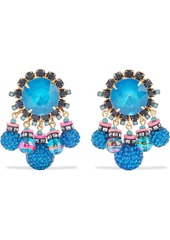 Elizabeth Cole Woman Hematite-plated Gold-tone Stone Crystal And Bead Earrings Blue