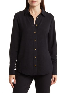 Ellen Tracy Airflow Long Sleeve Button-Up Shirt in Black at Nordstrom Rack