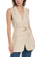 Ellen Tracy Belted Linen-Blend Vest