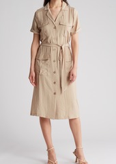 Ellen Tracy Cargo Midi Shirtdress in Sand at Nordstrom Rack