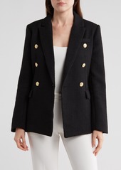 Ellen Tracy Double Breasted Bouclé Blazer in Mauve Houndstooth at Nordstrom Rack