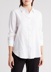 Ellen Tracy Linen Blend Button-Up Shirt in White at Nordstrom Rack