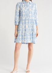 Ellen Tracy Long Sleeve Shirtdress in French Blue Ikat at Nordstrom Rack