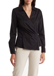Ellen Tracy Long Sleeve Wrap Shirt in Black at Nordstrom Rack