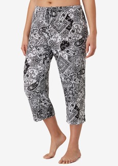 Ellen Tracy Plus Size Yours to Love Capri Pajama Pants - White Grid