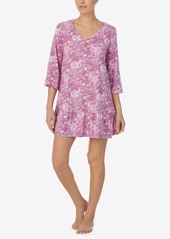 Ellen Tracy Women's 3/4 Sleeve Short Nightgown - Pink Multi