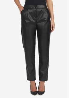 Ellen Tracy Women's Faux Leather Pull On Pants - Black