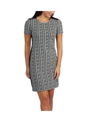 Ellen Tracy Women's Jacquard Knit Dress with Faux Leather Details - Black / white