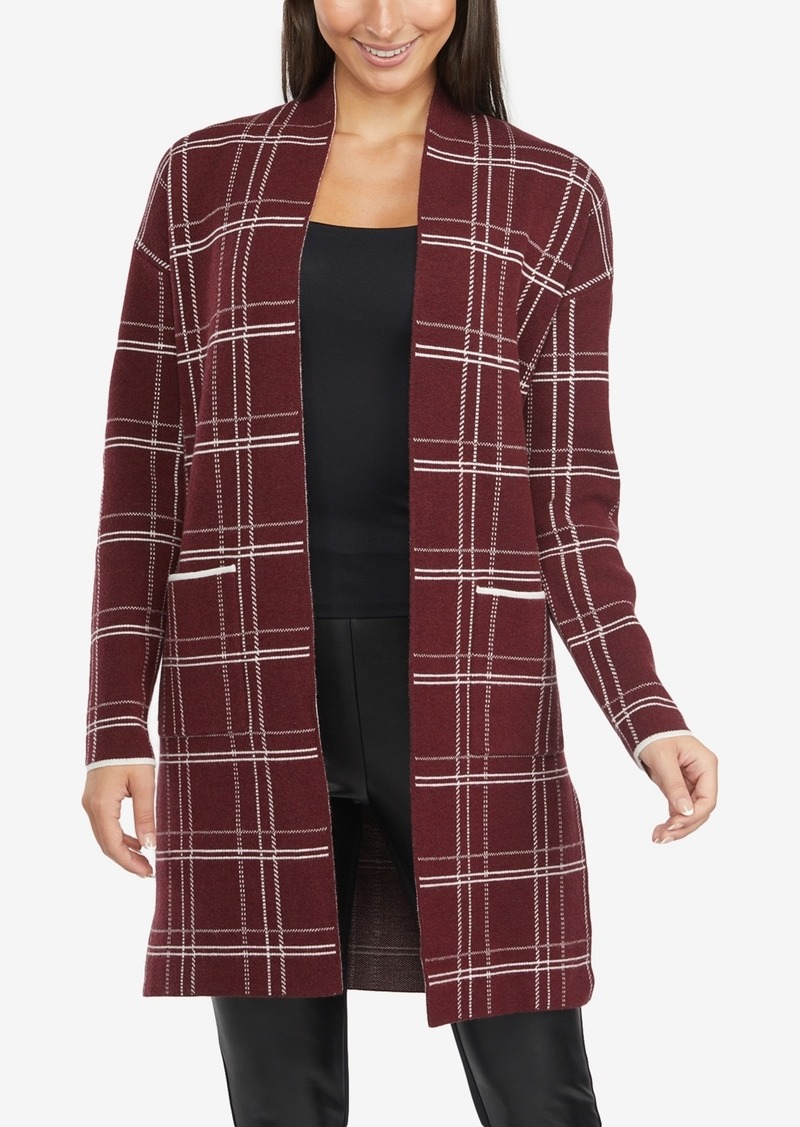 Ellen Tracy Women's Jacquard Sweater Cardigan - Windsor wine