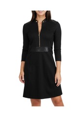 Ellen Tracy Women's Ponte Faux Leather Mix Media Dress - Black