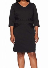 ELLEN TRACY Women's Quarter Sleeved Ponte Dress-Plus Size  20W
