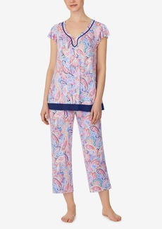 Ellen Tracy Women's Ruffle Sleeve 2 Piece Pajama Set - Pink Multi