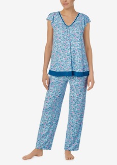 Ellen Tracy Women's Short Sleeve 2 Piece Pajama Set - Blue Multi