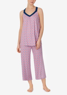 Ellen Tracy Women's Sleeveless 2 Piece Pajama Set with Capri Pants - Pink Multi