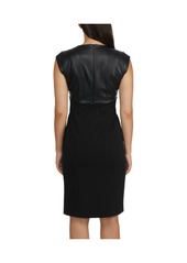 Ellen Tracy Women's Stretch Crepe Dress with a Pleated Waist Detail - Black