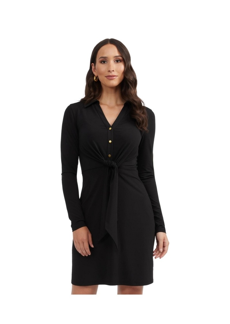 Ellen Tracy Women's Tie Front Shirt Dress - Black